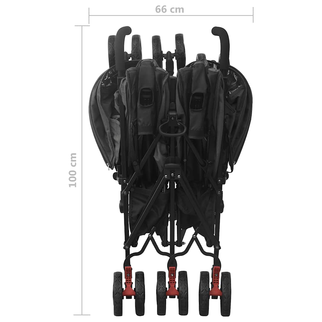 Poussette double anthracite acier