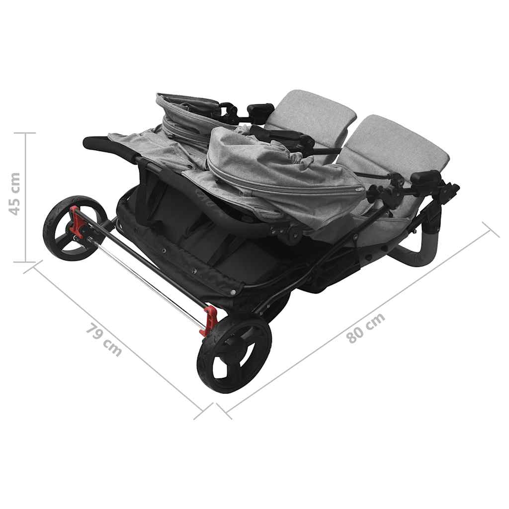 Tandem Stroller Light Grey Steel