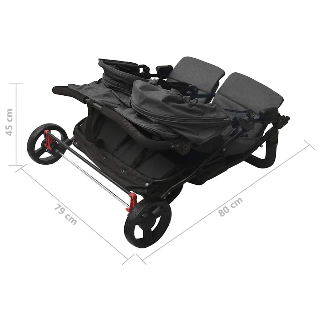 Poussette double anthracite acier