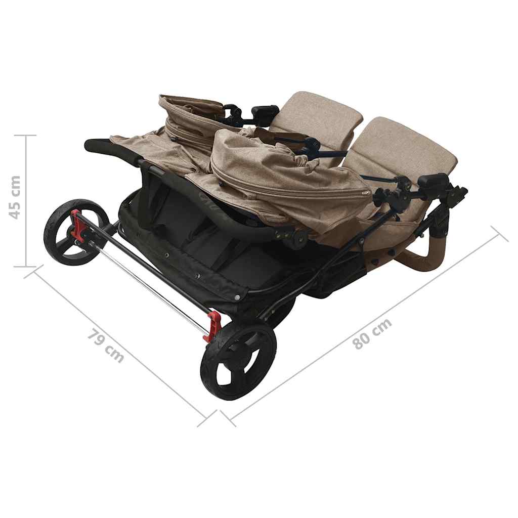 Poussette double Taupe Acier