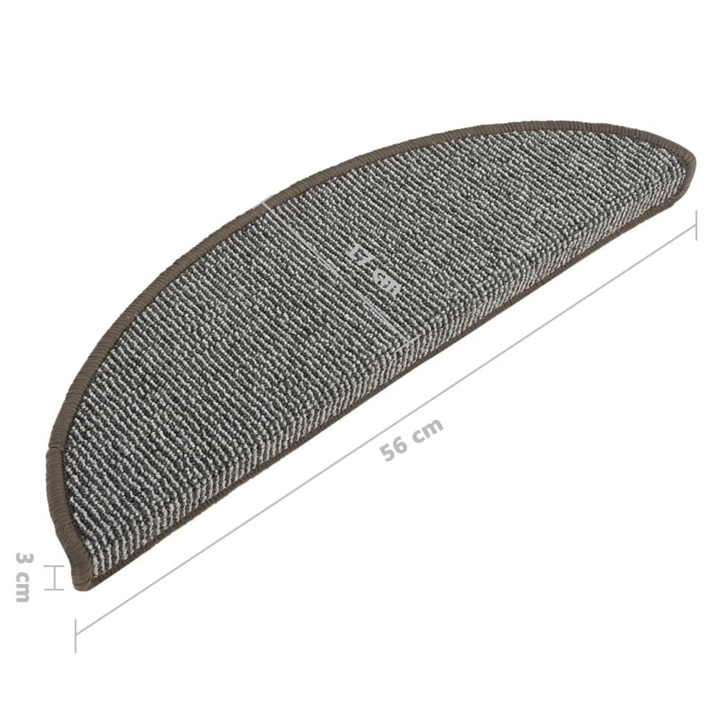 Tapis de marche d'escalier 15 pcs. 56x17x3 cm Gris Semi-circulaire