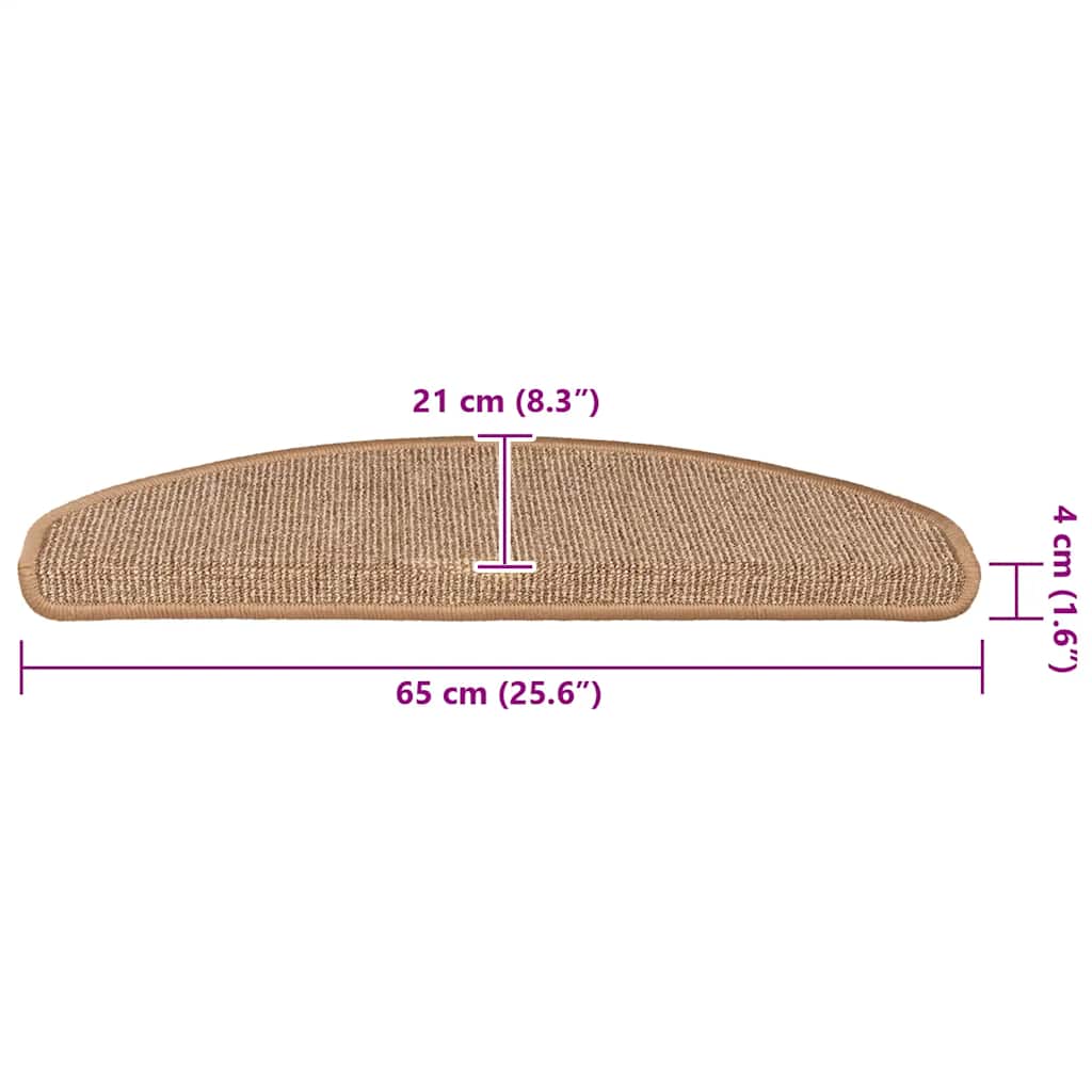 Stair Mats 15 pcs. 65x21x4 cm Light Brown Semicircular Large