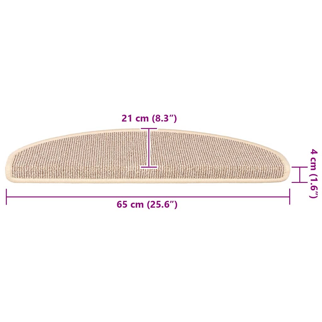 Stair Mats 15 pcs. 65x21x4 cm White and Brown Semi-Circular Large