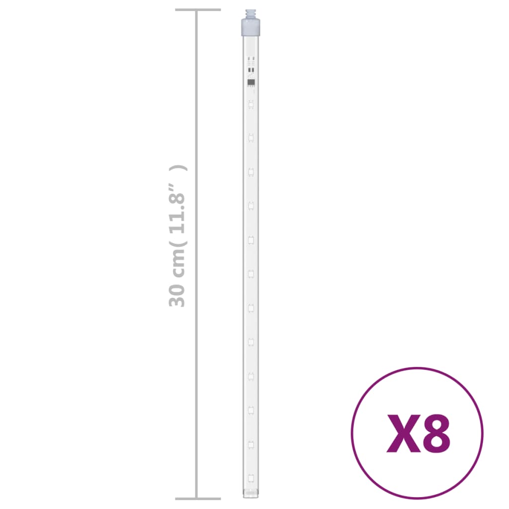 LED Meteor-Lichter 8 Stk. 30 cm Kaltweiß 192 LEDs