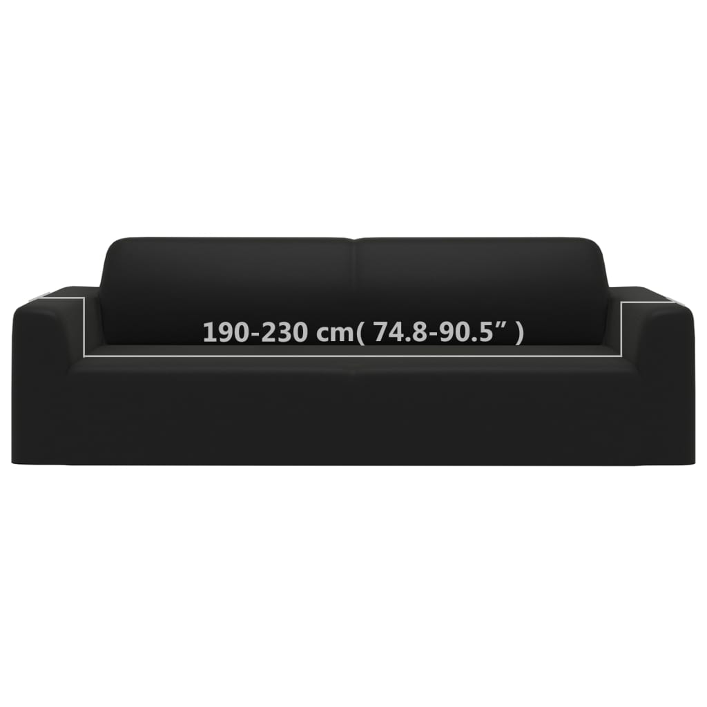 Stretch Sofa Cover 3-Seater Black Polyester-Jersey