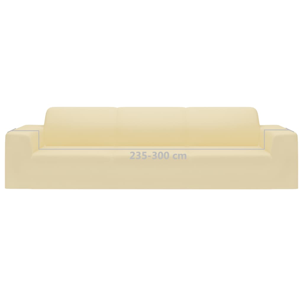 Stretch Sofa Slipcover 4-Seater Cream Polyester-Jersey