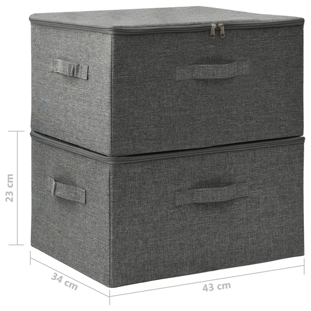 Storage Boxes, 2 pcs, Fabric, 43x34x23 cm, Anthracite