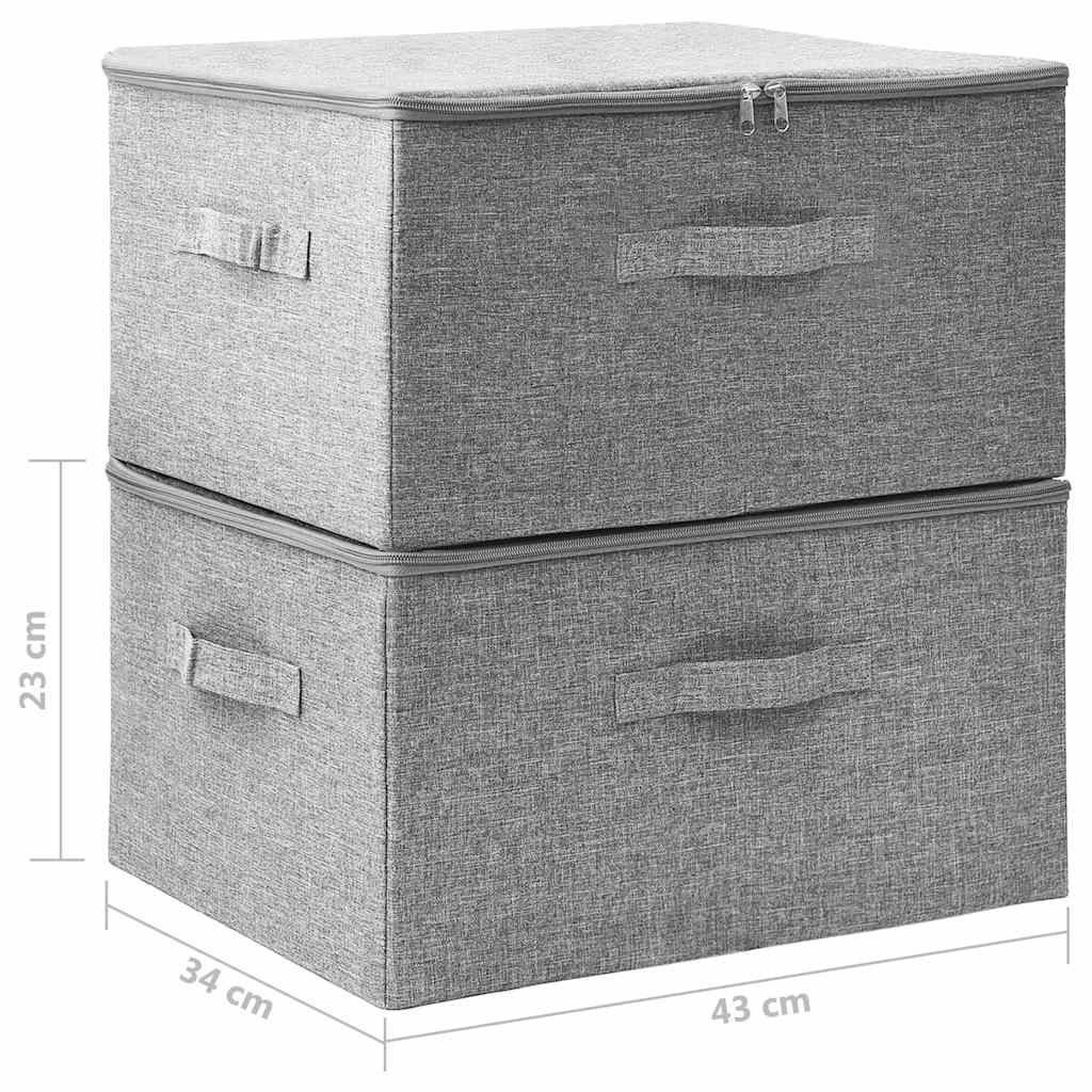 Storage Boxes, 2 pcs, Fabric, 43x34x23 cm, Gray