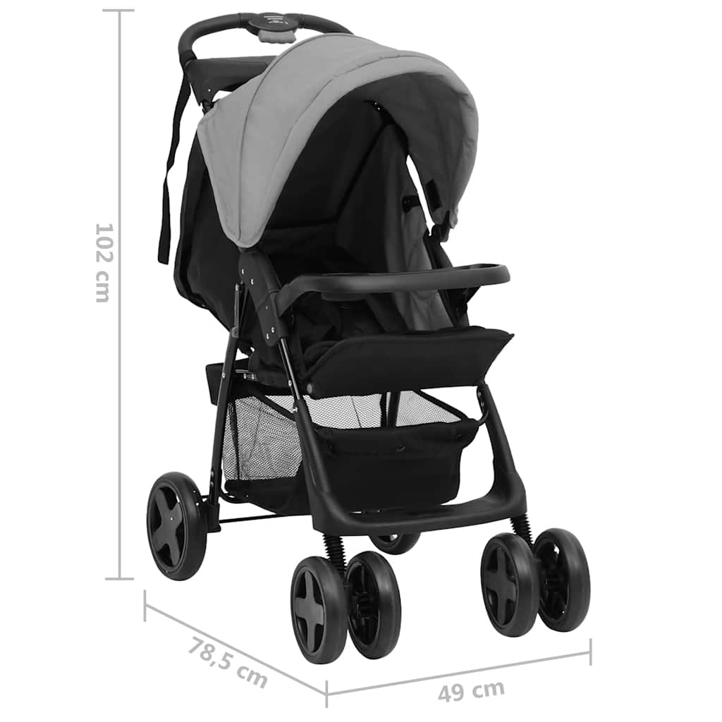 Poussette 2-en-1 Gris clair et Noir Acier