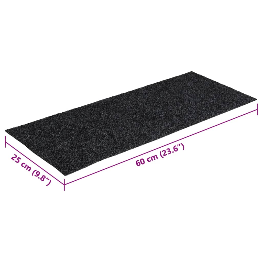 Marches d'escalier auto-adhésives, 15 pcs, 60x25 cm, gris, rectangulaires