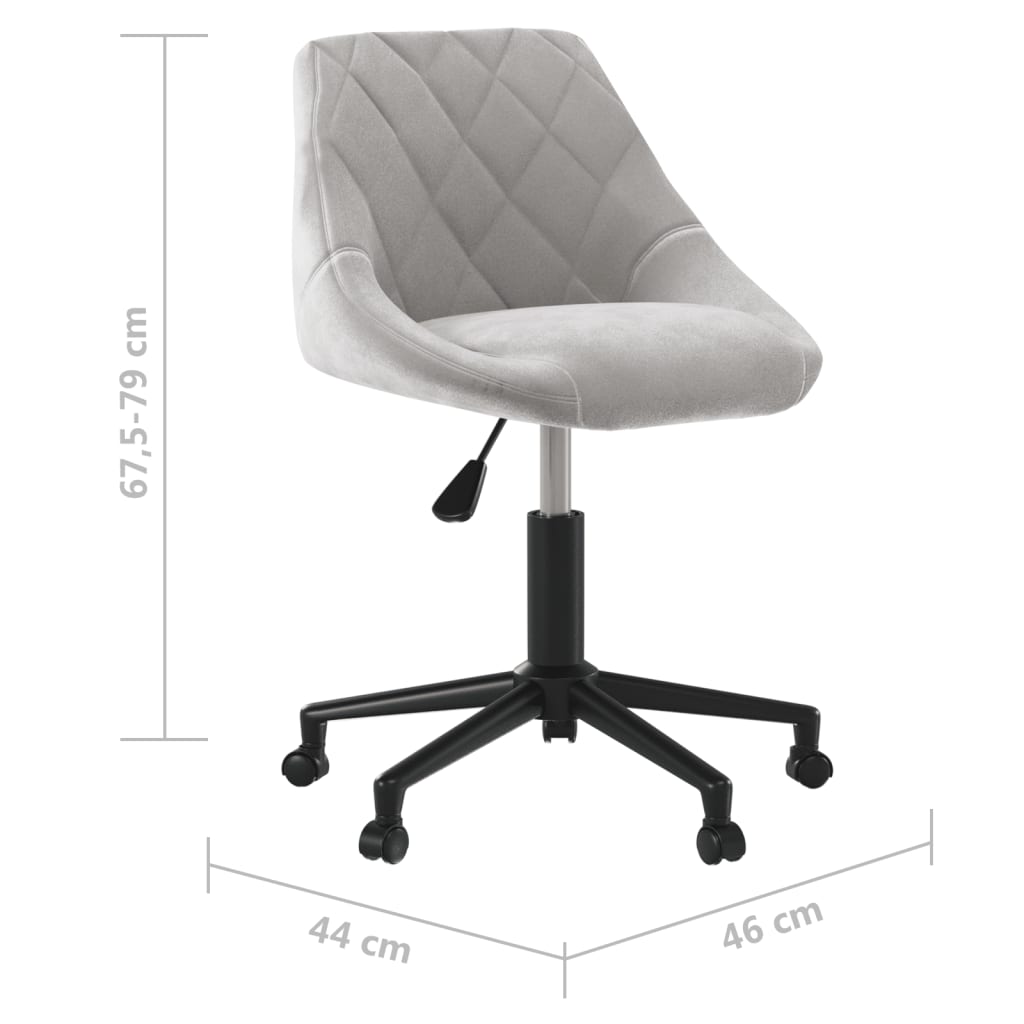 Swivel Office Chair Light Grey Velvet
