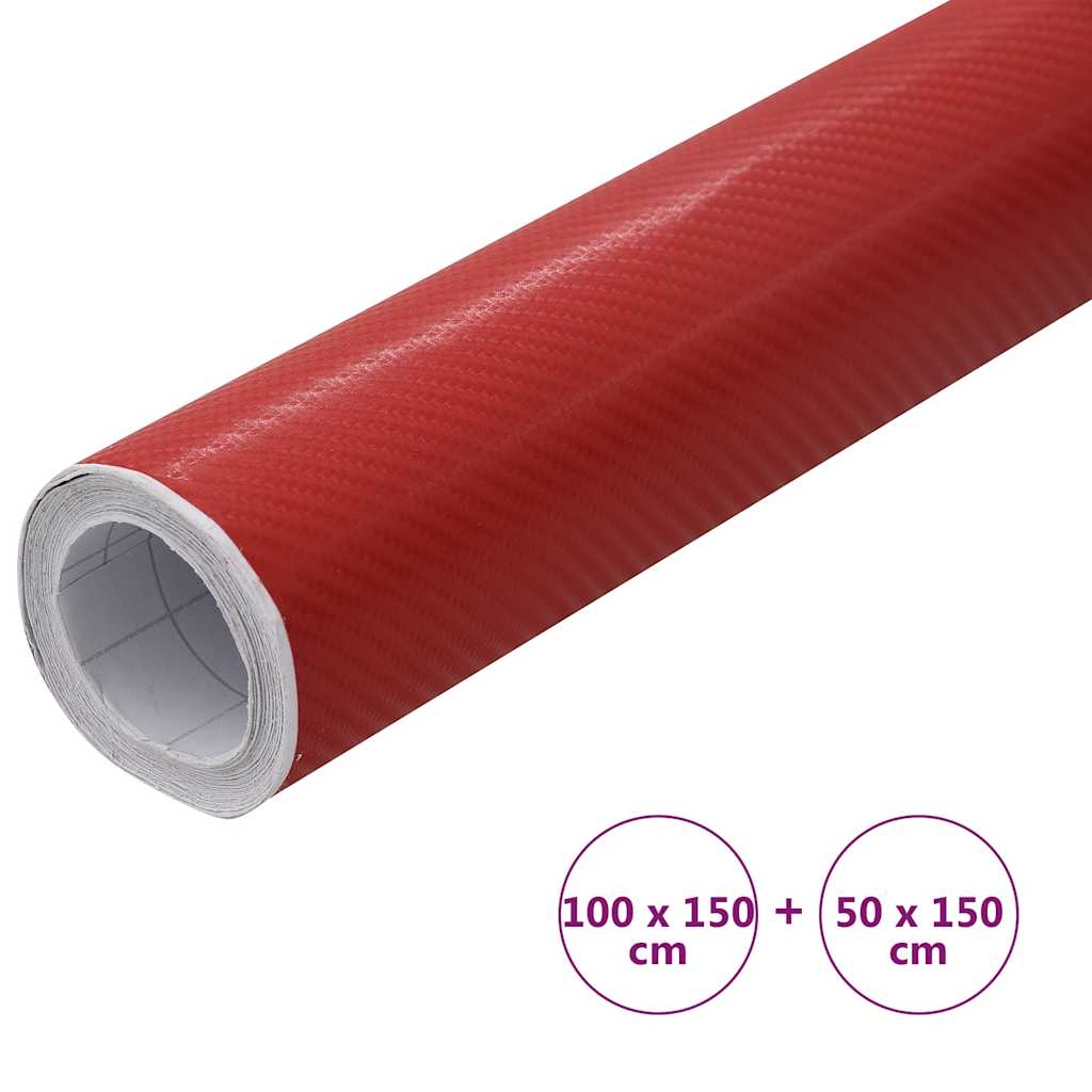 Car foils 2 pcs. 4D Red 100x150 cm+50x150 cm