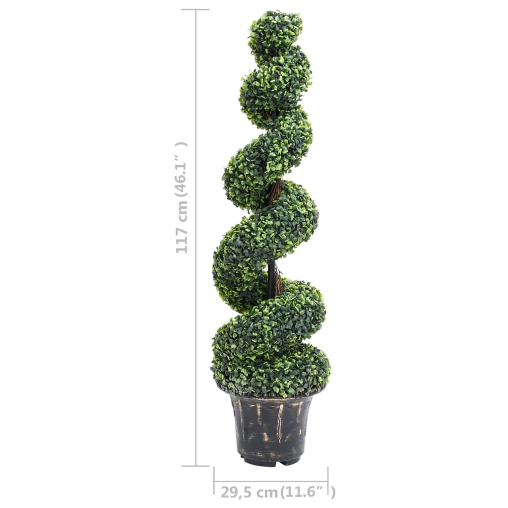 Buis artificiel en spirale avec pot Vert 117 cm
