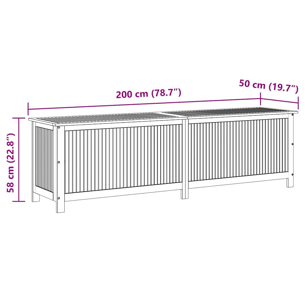 Garten-Aufbewahrungsbox 200x50x58 cm Massivholz Akazie