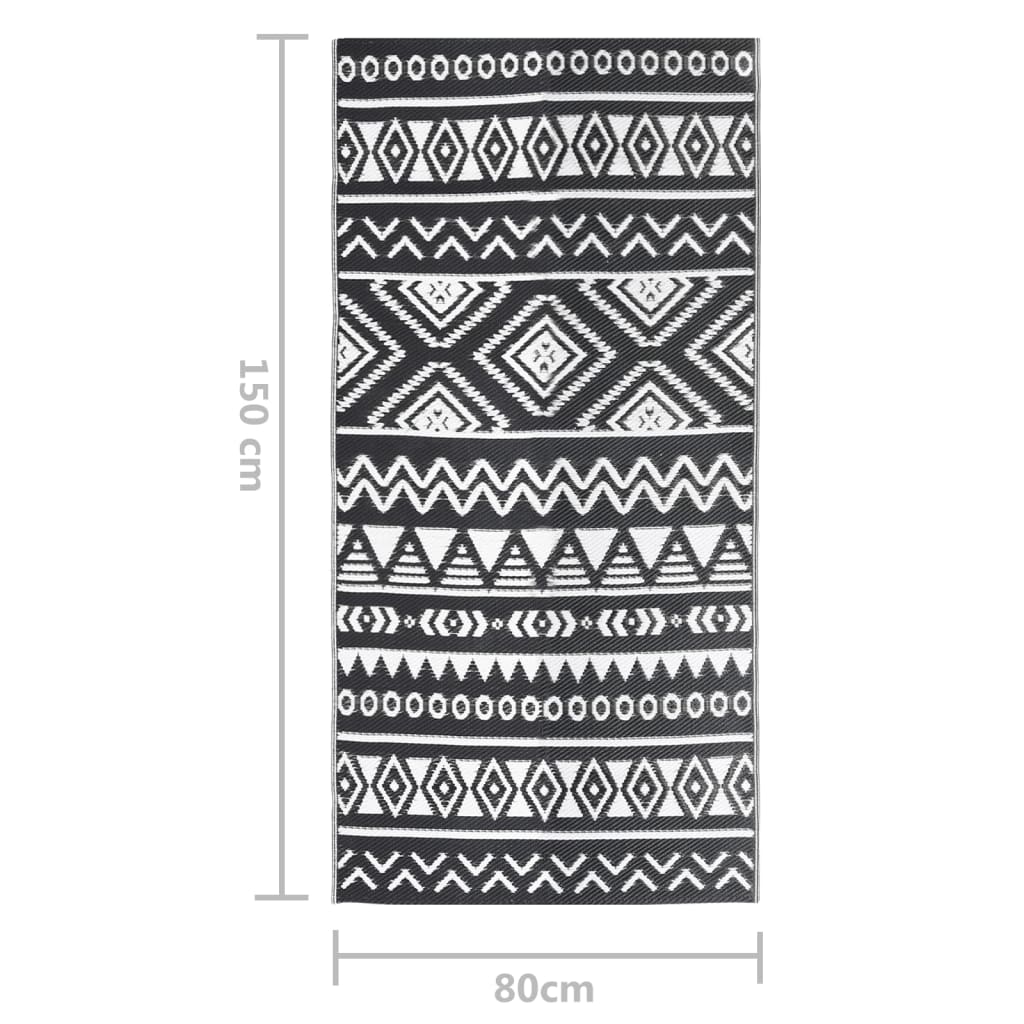 Outdoor-Teppich ARAKIL Schwarz 80x150 cm PP