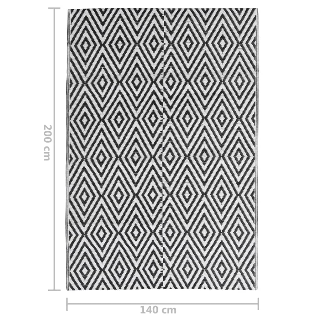 Outdoor-Teppich ARAKIL Schwarz 140x200 cm PP