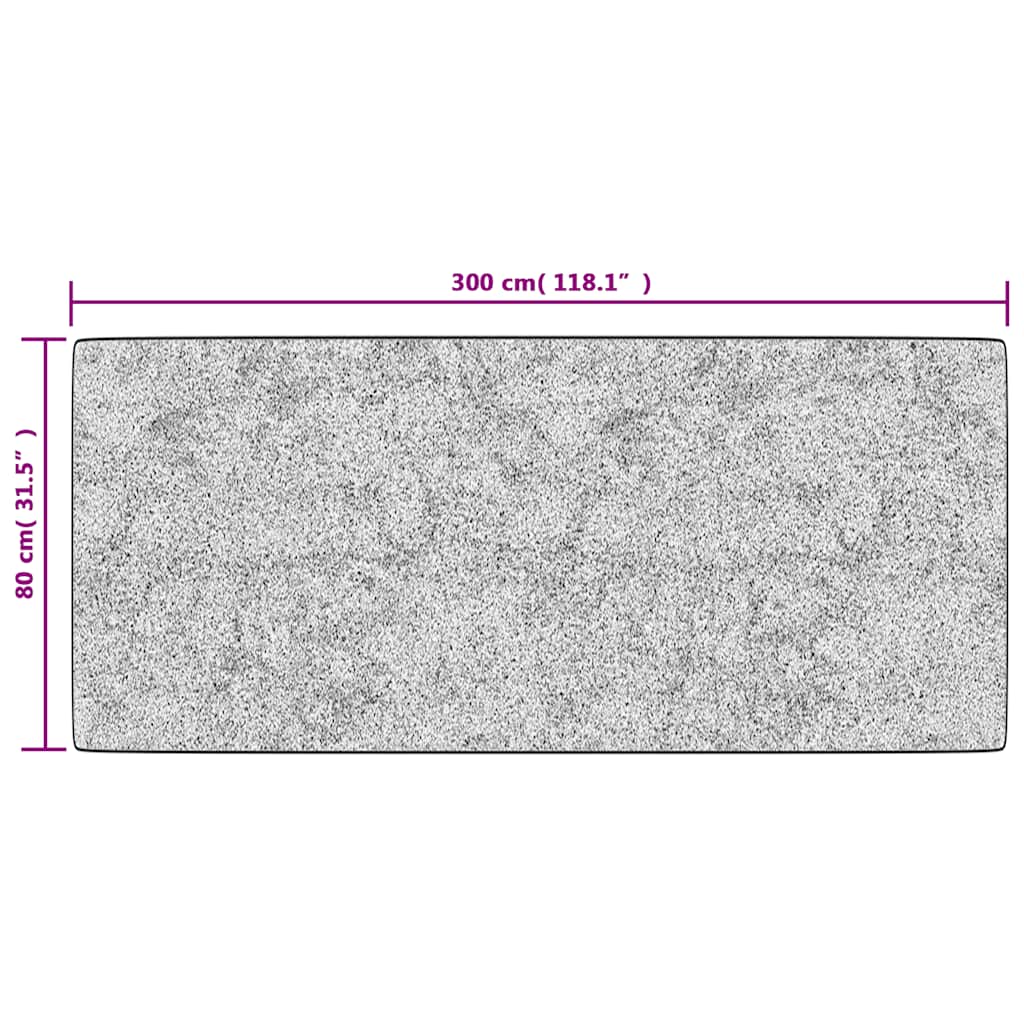 Teppich Waschbar 80x300 cm Grau Rutschfest