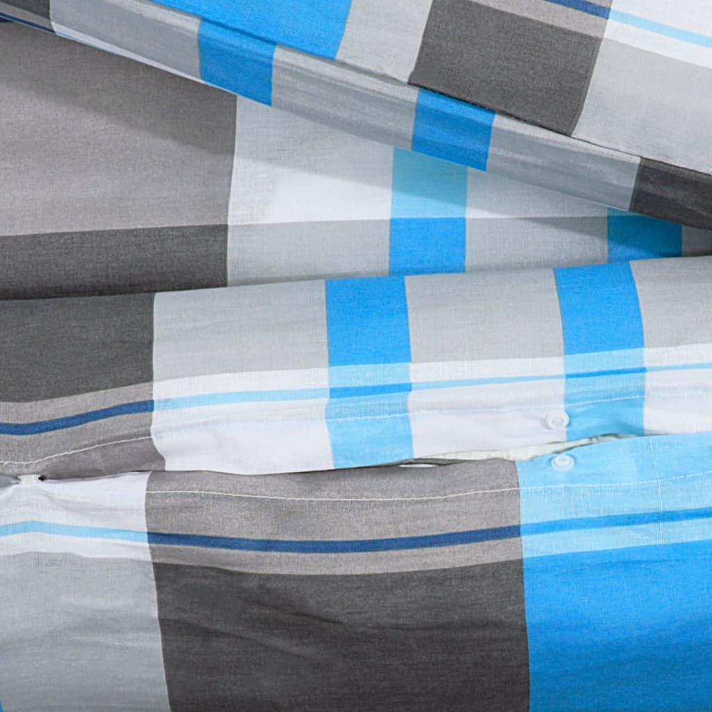 Parure de lit Bleu et Gris 240x220 cm Coton