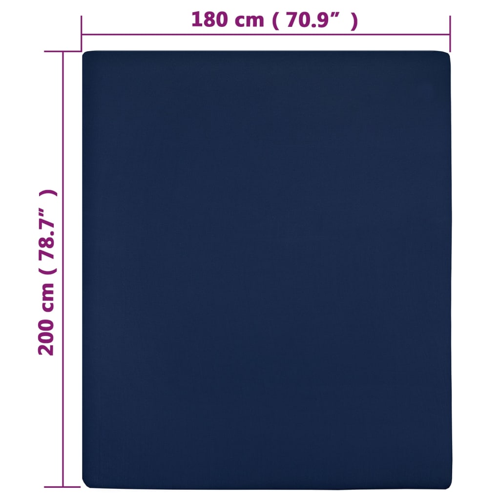 Fitted sheets 2 pcs. Jersey Navy Blue 180x200 cm Cotton