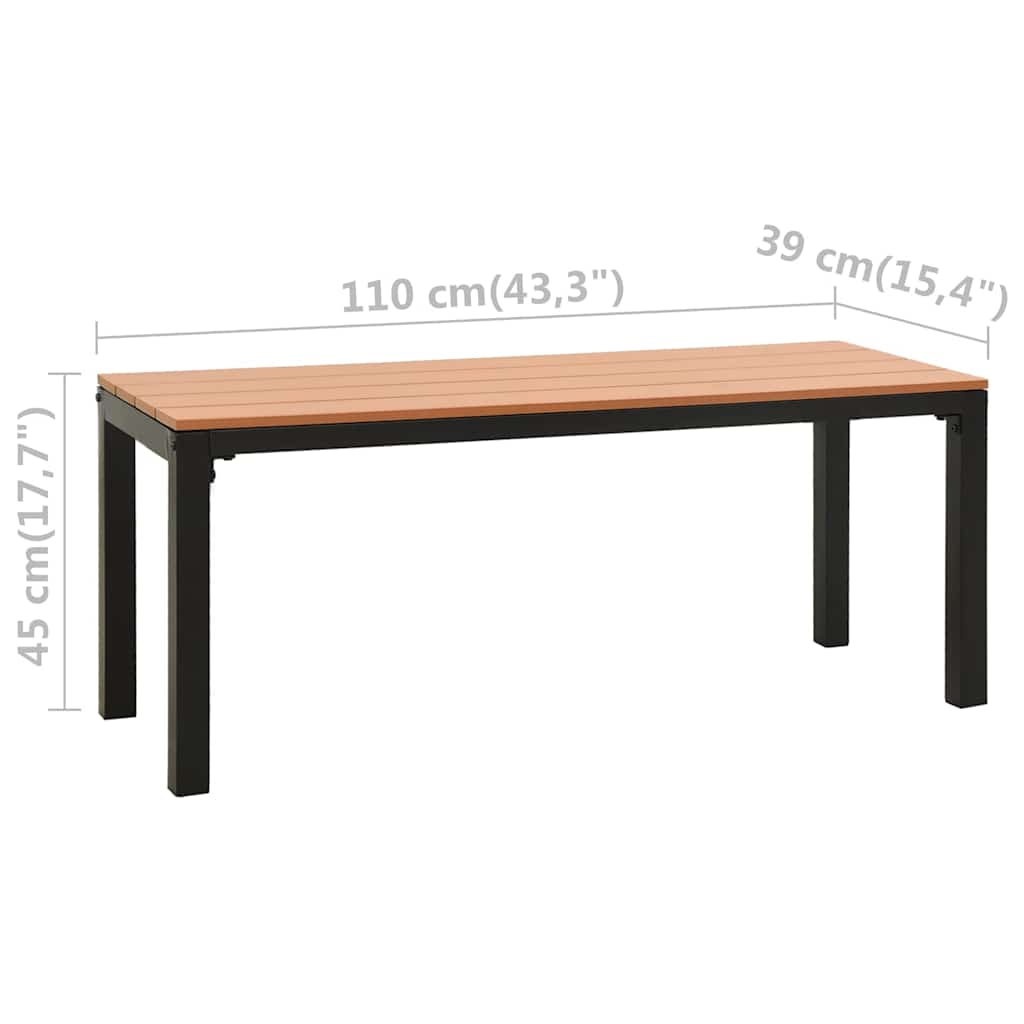 Gartenbank 110 cm Stahl und WPC Braun und Schwarz