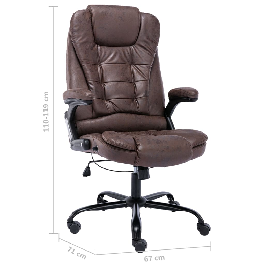 Chaise de bureau aspect daim marron foncé