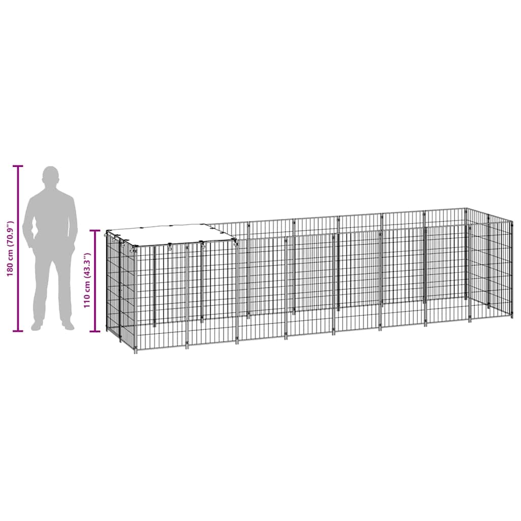 Hundezwinger Schwarz 4,84 m² Stahl