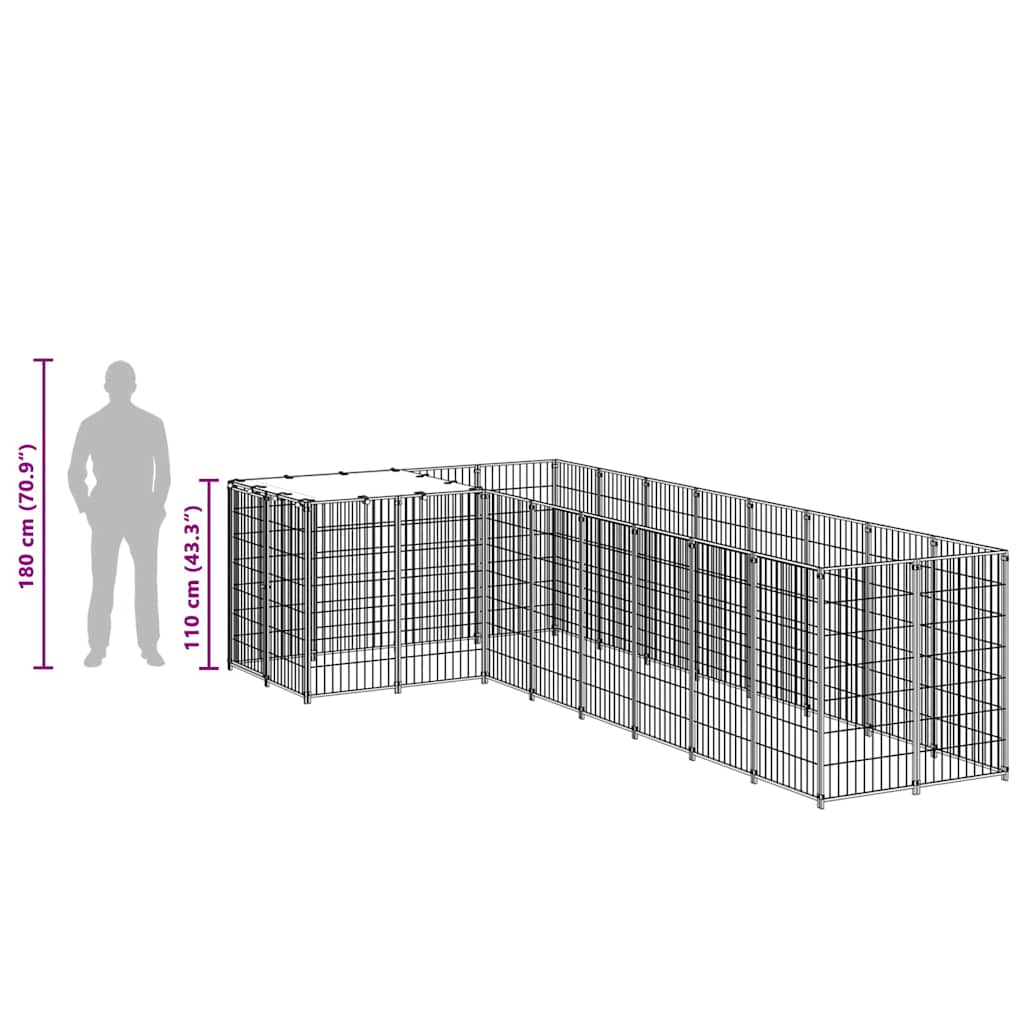 Hundezwinger Schwarz 6,05 m² Stahl