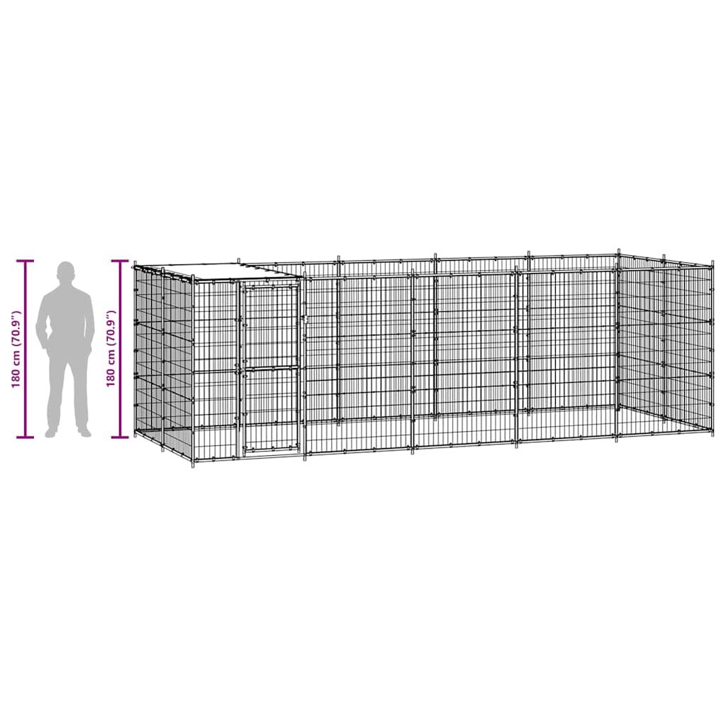 Outdoor-Hundezwinger mit Überdachung Verzinkter Stahl 12,1 m²