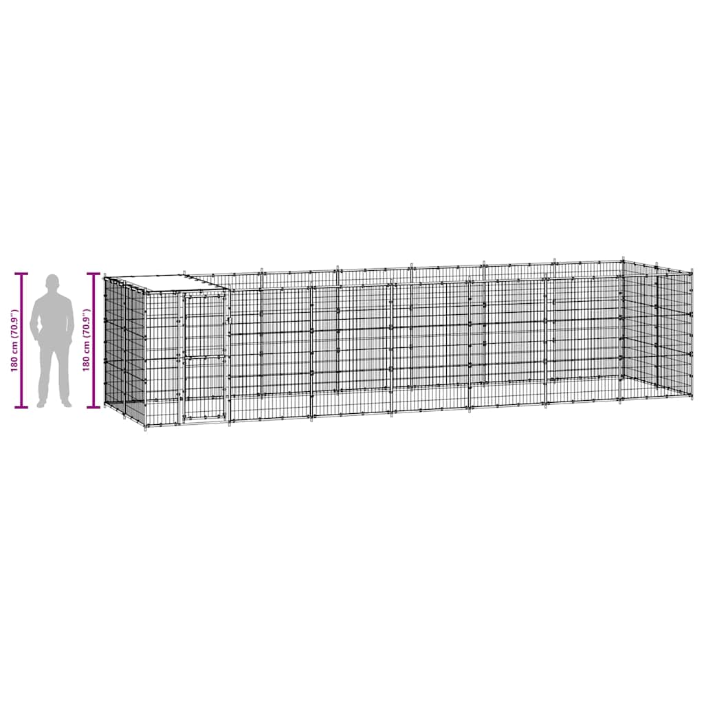 Outdoor-Hundezwinger mit Überdachung Verzinkter Stahl 16,94 m²