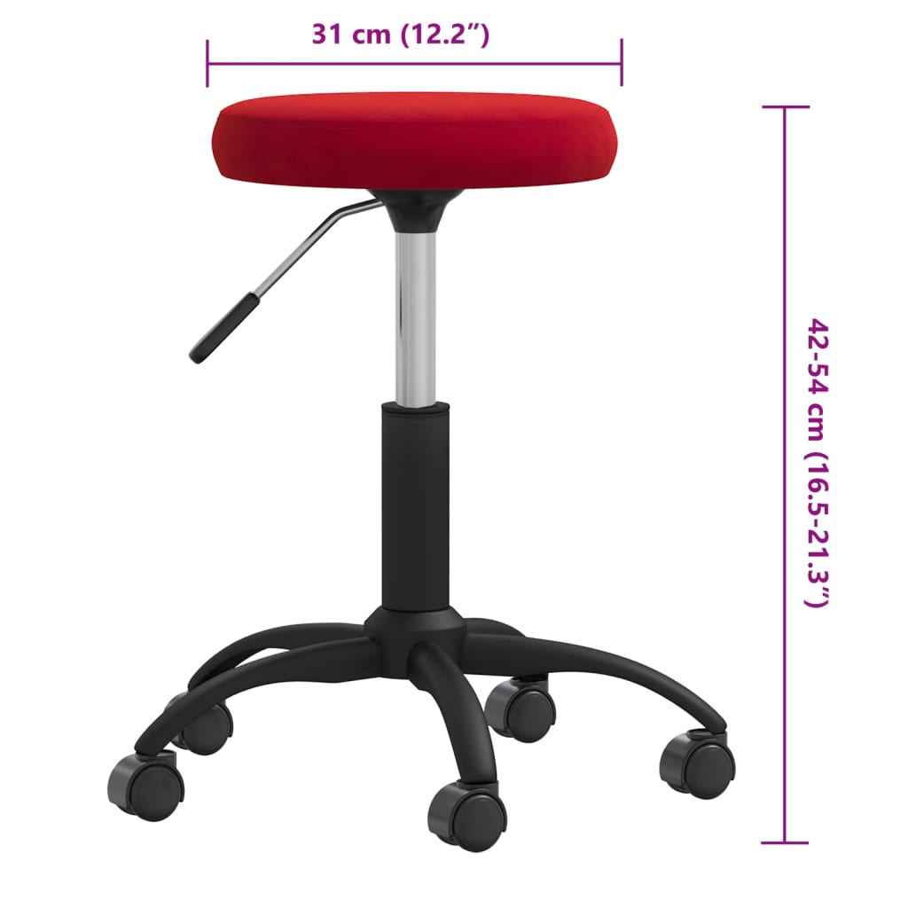 Massage Stool Velvet Wine Red