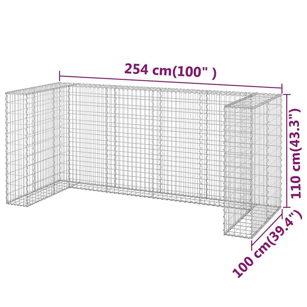 Gabion Wall for Bins Galvanized Steel 254x100x110 cm