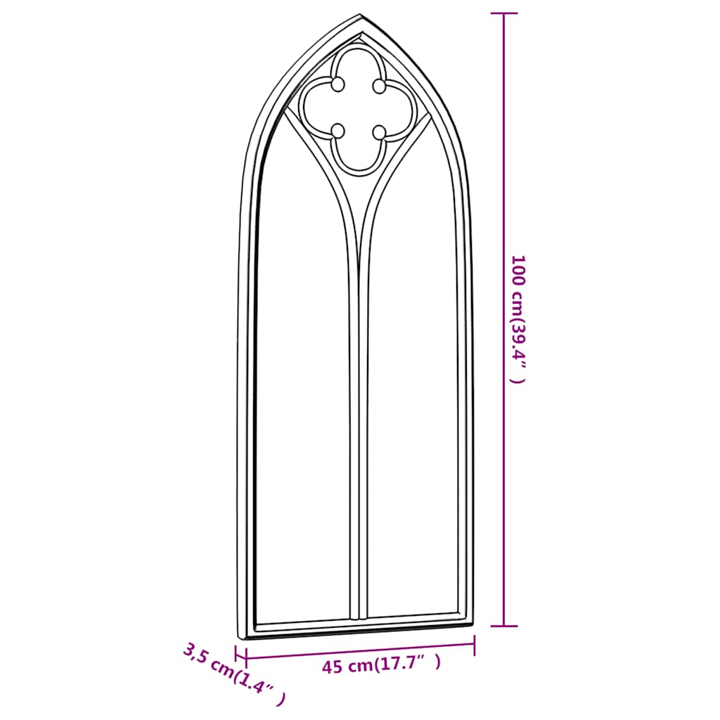 Garden Mirror Black 100x45 cm Iron