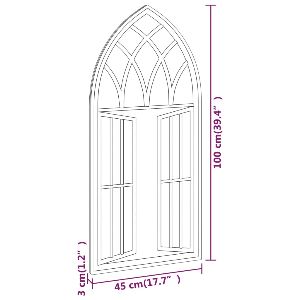 Miroir de jardin sable 100x45 cm fer