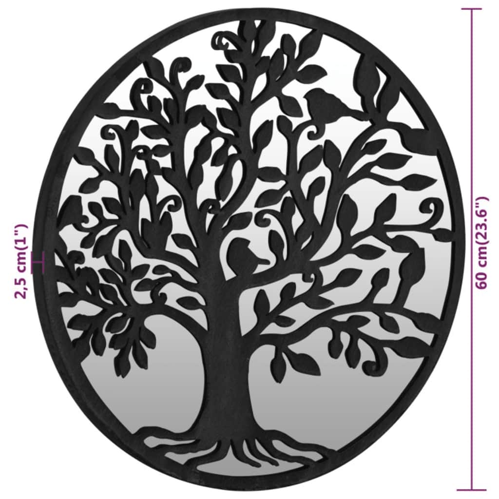 Garden Mirror Black 60x2.5 cm Iron Round