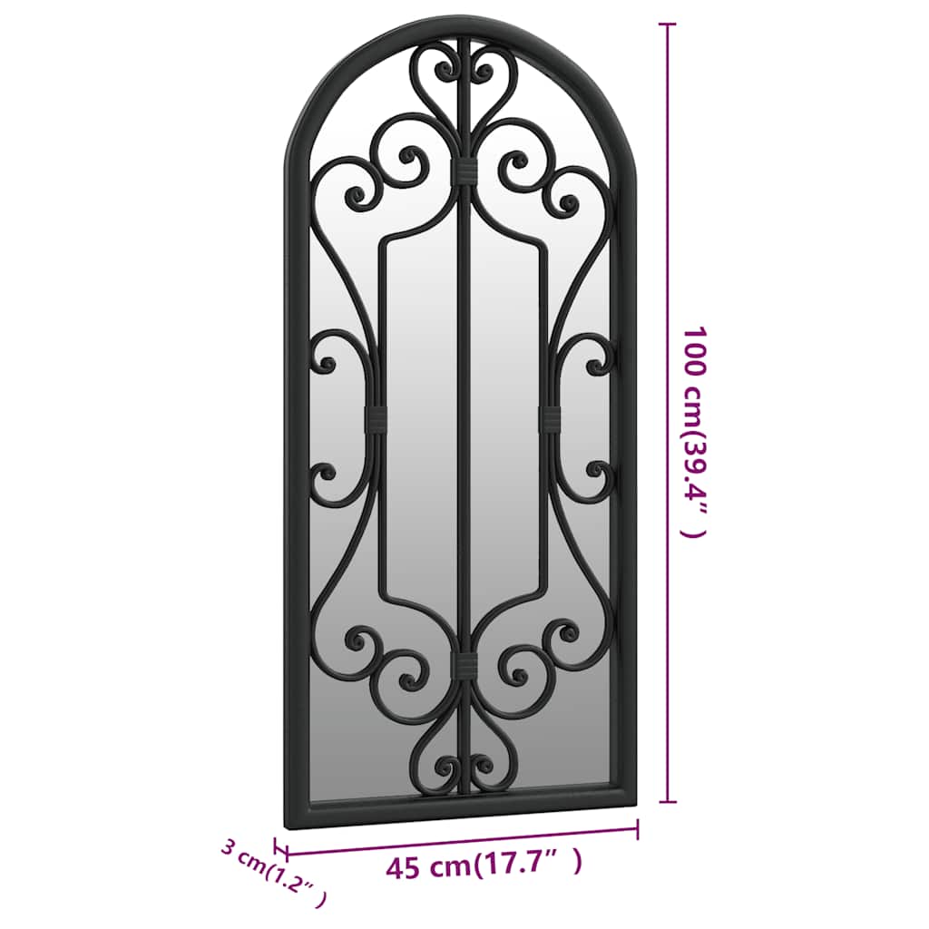 Garden Mirror Black 100x45 cm Iron