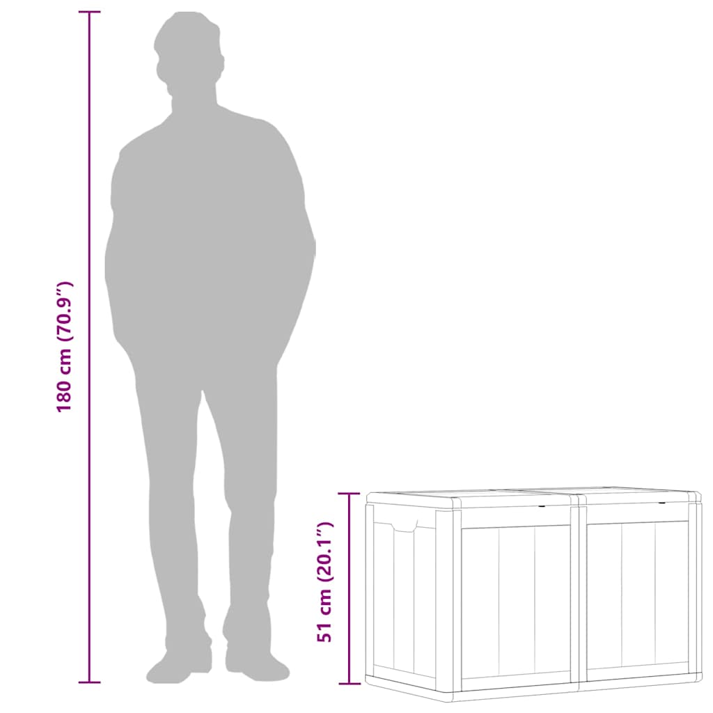 Garten-Aufbewahrungsbox 180 L Braun PP-Holzoptik