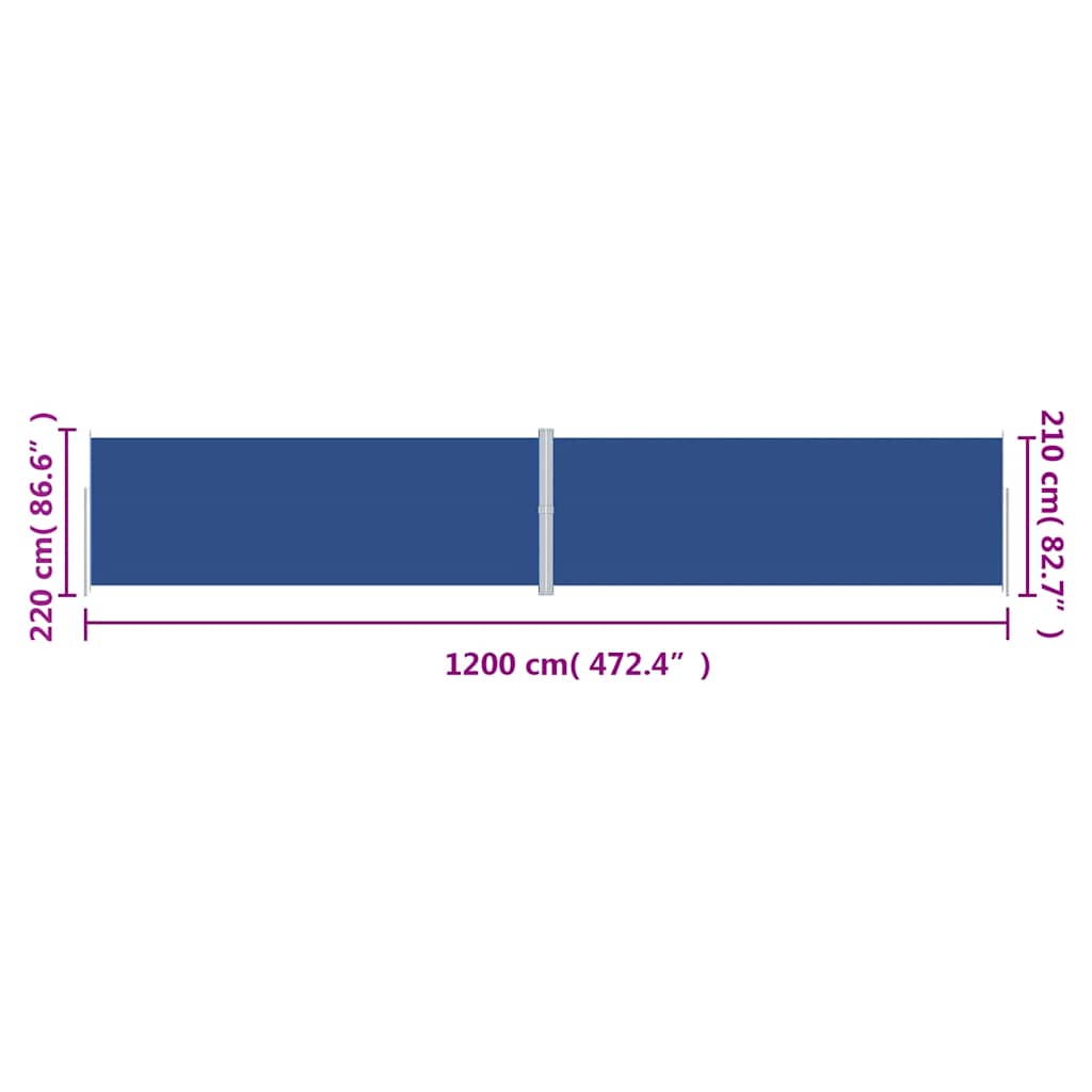 Seitenmarkise Ausziehbar Blau 220x1200 cm