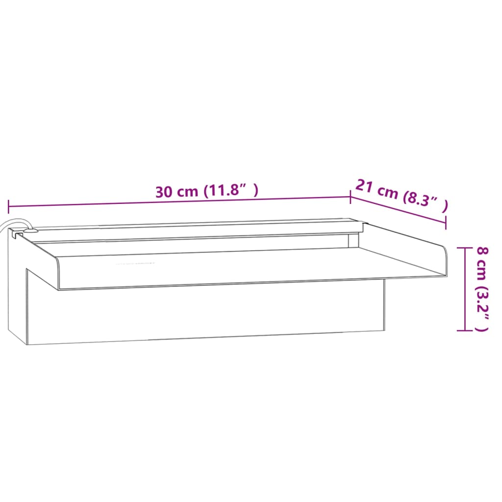 Élément cascade avec LED RGB en acier inoxydable 30 cm