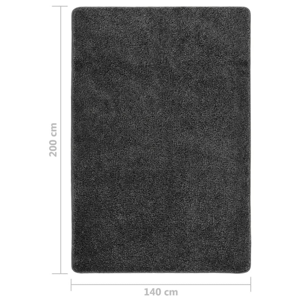 Tapis à poils longs gris foncé 140x200 cm Antidérapant