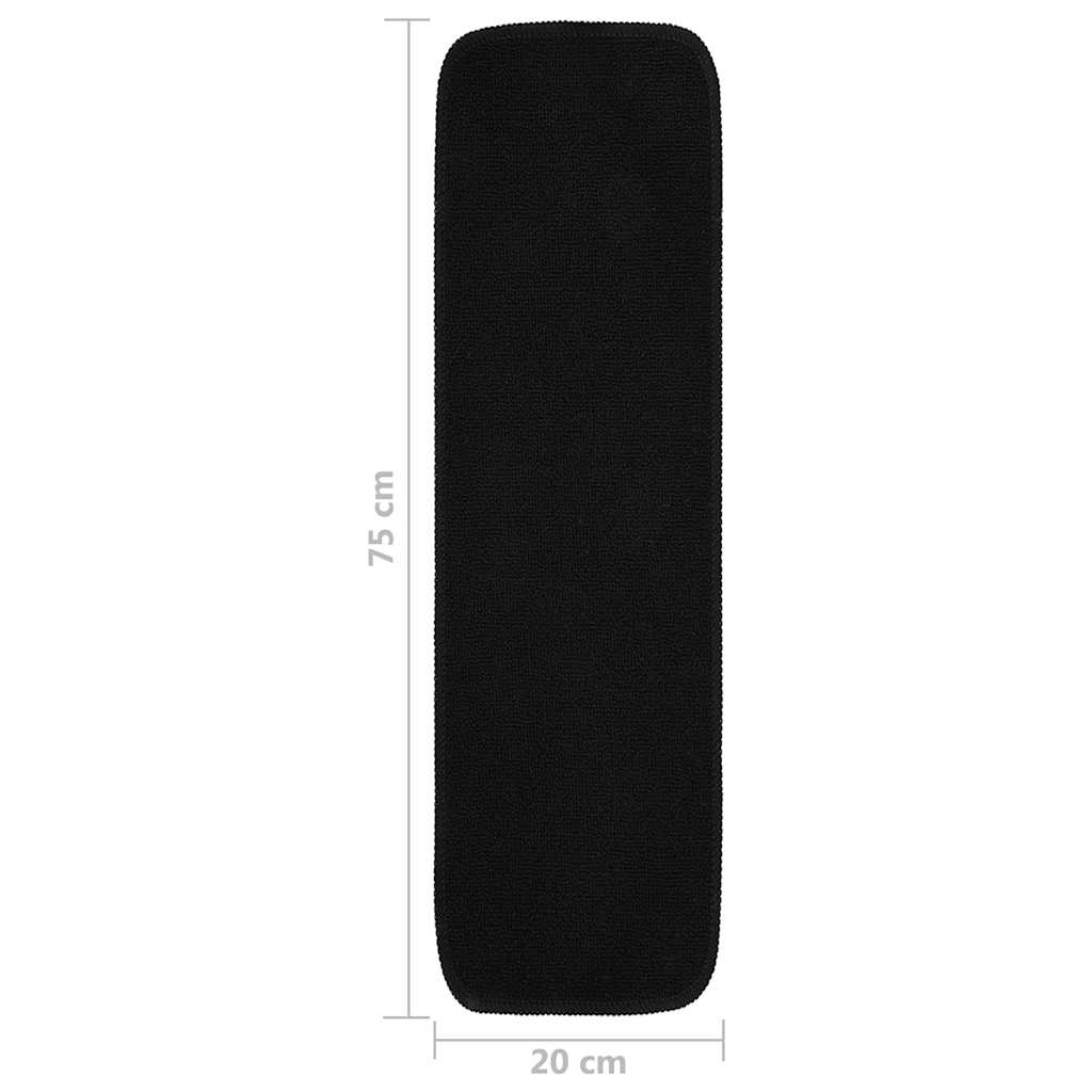 Anti-slip Stair Mats 15 Pcs. 75x20 cm Black Rectangular