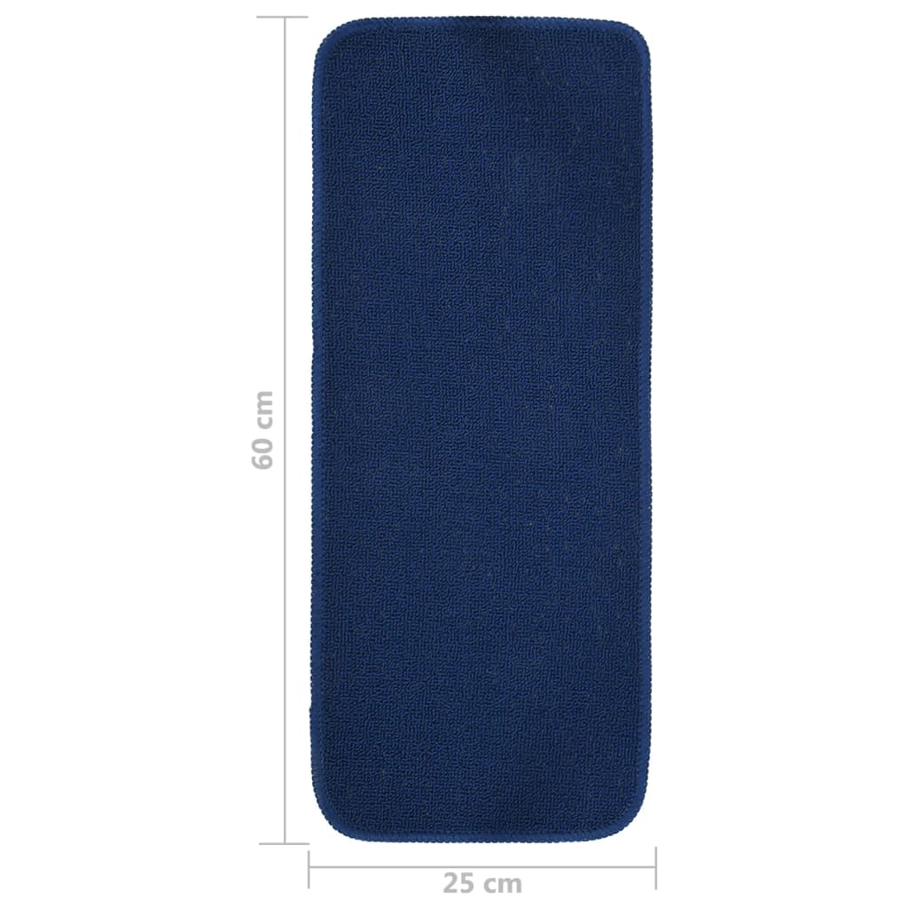 Tapis d'escalier antidérapants 15 pièces 60x25 cm Bleu marine Rectangulaire