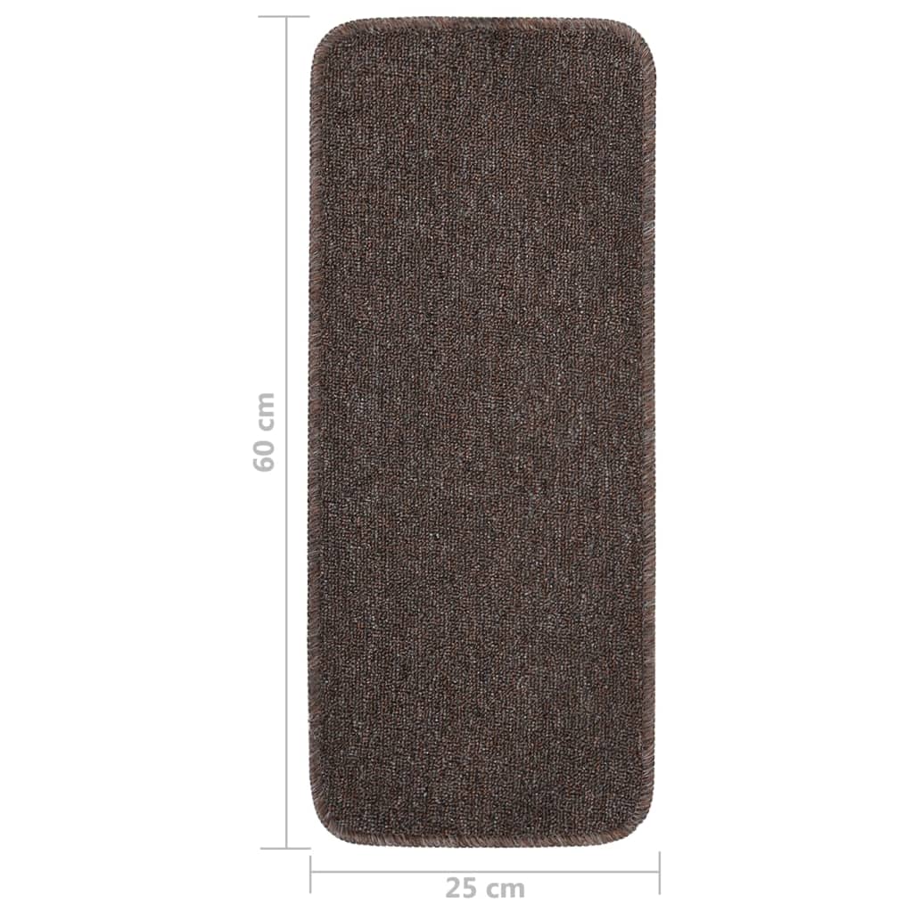 Non-slip Stair Mats 15 pcs. 60x25 cm Brown Rectangular