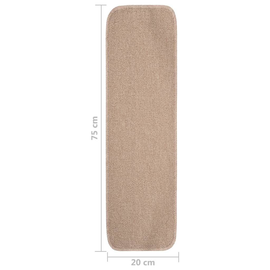 Tapis de marche antidérapants 15 pcs. 75x20 cm Beige Rectangulaire