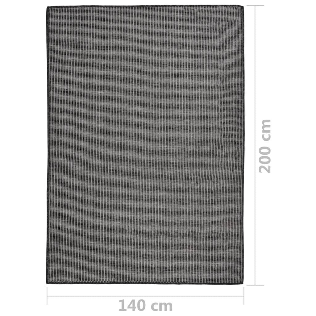 Tapis d'extérieur tissé plat 140x200 cm gris