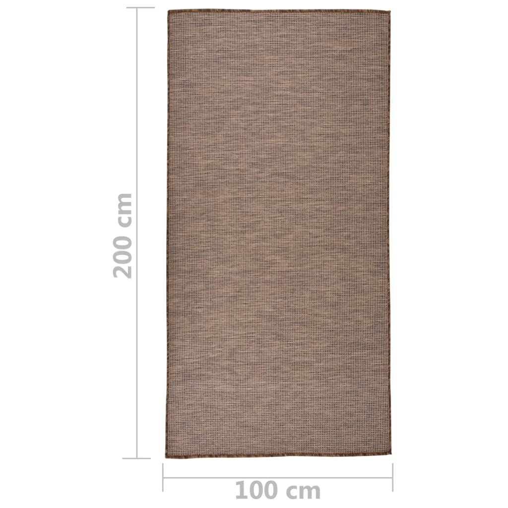 Tapis d'extérieur tissé à plat 100x200 cm Marron