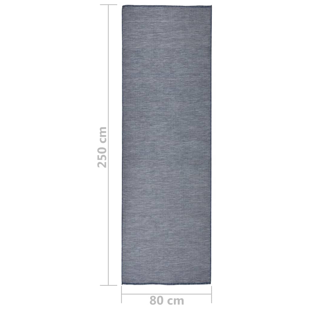 Tapis d'extérieur tissé plat 80x250 cm Bleu