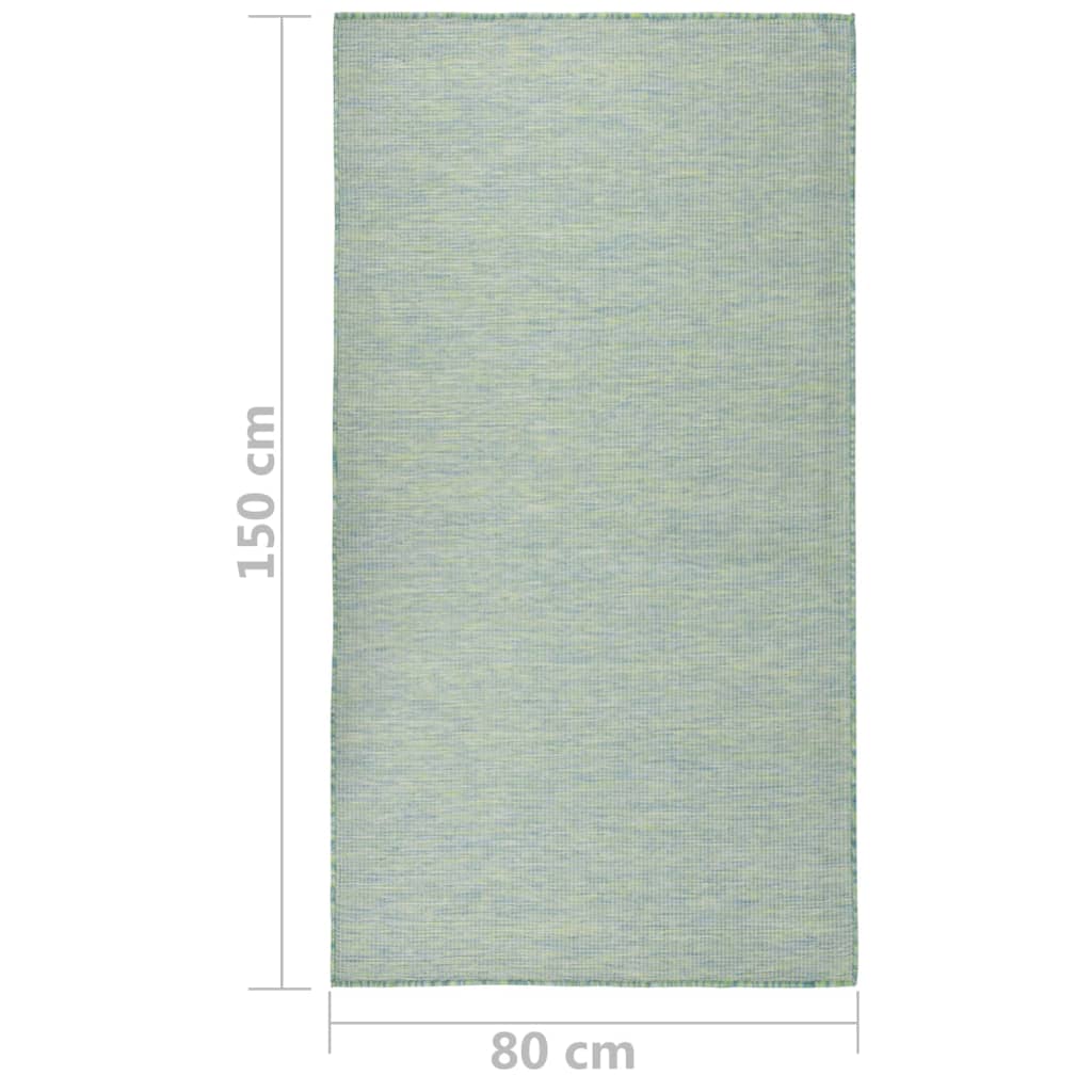 Tapis d'extérieur tissé à plat 80x150 cm Turquoise