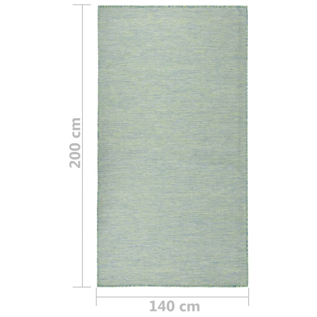 Tapis d'extérieur tissé plat 140x200 cm Turquoise