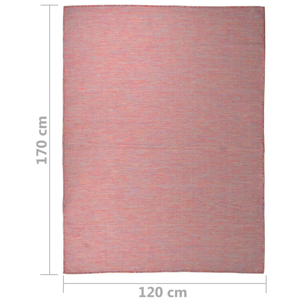 Tapis d'extérieur tissé plat 120x170 cm Rouge