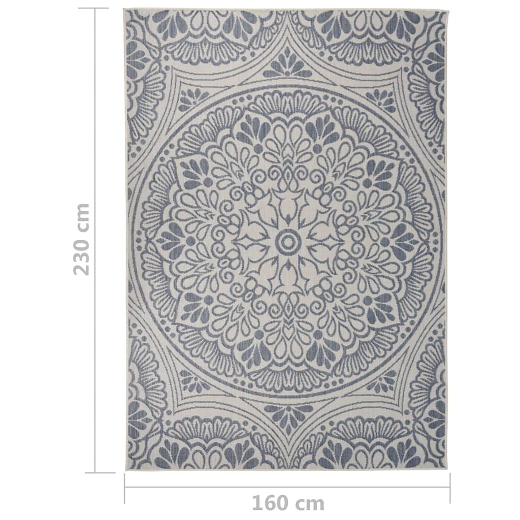 Tapis d'extérieur tissé plat 160x230 cm Motif bleu